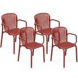 konsimo® Gartenstuhl, Rot, Kunststoff, 4-Sitzer, 57.5x82.5x53 cm, Gartenmöbel, Gartenstühle, Gartenstühle