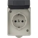 EMOS Schutzkontakt-Steckdose mit Klappdeckel, Aufputz zur Wandmontage, für Feuchtraum und Außenbereich geeignet, 250 V~/16 A max., Schutzklasse IP44/IP54, Schuko, Kunststoff
