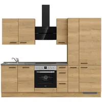 Nobilia ""Structura II"", braun (küche: eiche sierra, korpus: eiche sierra nachbildung, arbeitsplatte: beton schiefergrau nachbildung, B:270,3cm H:216,6cm T:60cm, Komplettküchen-Sets, vormontiert, Ausrichtung wählbar, Breite 270 cm, wahlw. mit E-Geräten
