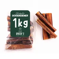 BREERs Getrocknete Ochsenziemer 20 cm für Hunde 1 Kg eigene deutsche Herstellung | Hundeleckerli Kaustange Hundesnack für große, kleine Hunde & Welpen | Kauartikel reinigt und stärkt das Gebiss