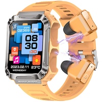 Smartwatch 3 in 1 MP3 TWS Kopfhörer, Wireless Headset Stereo, BT Anruf, Schlafüberwachung, Fitness-Tracker, 4 GB RAM 1000+ Songs, 100 Sportmodi, 1,97 Zoll Smartwatch für Herren Damen (Gelb)