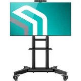 ONKRON TV Ständer rollbar für 32-75 Zoll bis zu 60 kg, höhenverstellbar VESA Standfuß Fernseher Wagen - Mobiler TV Ständer mit Rollen Schwarz TS1571-B