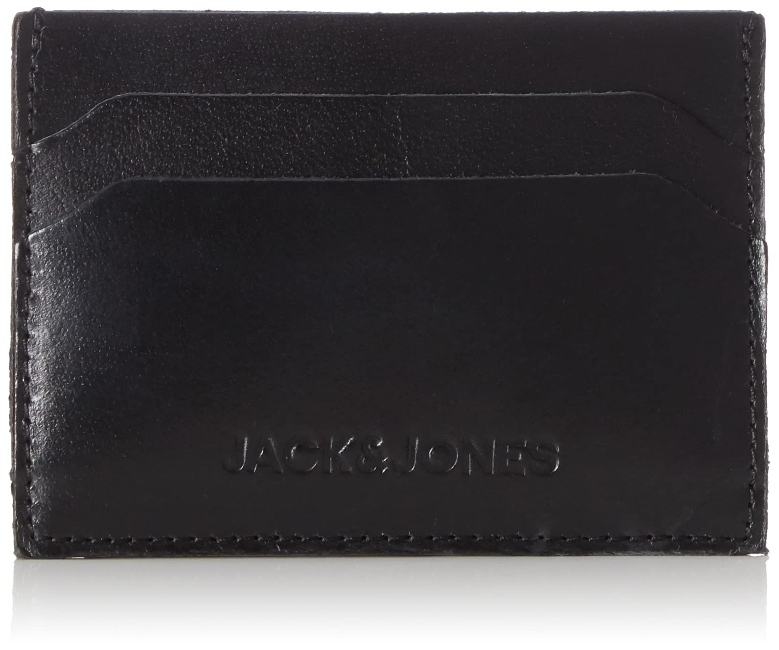JACK & JONES Men's JACSIDE Leather Cardholder, Black