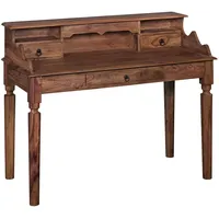 KADIMA DESIGN Landhaustisch aus Sheesham-Holz, Vintage-Look, mit 3 Schubladen, praktisch und stilvoll.