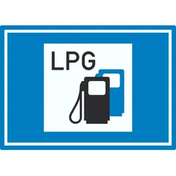 Tankstelle mit Autogas Symbol Aufkleber A4 (210x297mm)