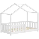 ML-Design Hausbett 70 x 140 cm Kiefer massiv weiß
