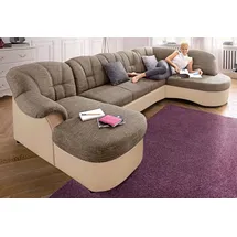 DOMO collection Wohnlandschaft »Flores auch in Leder-Bezug, B/T/H: 293/180/86 cm, U-Form«, (3 St.), wahlweise mit Bettfunktion, wahlweise mit Federkern (nicht bei Microfaser PRIMABELLE®-Struktur möglich), frei im Raum stellbar
