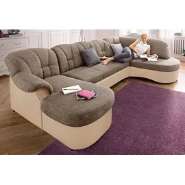 DOMO collection Wohnlandschaft »Flores auch in Leder-Bezug, B/T/H: 293/180/86 cm, U-Form«, (3 St.), wahlweise mit Bettfunktion, wahlweise mit Federkern (nicht bei Microfaser PRIMABELLE®-Struktur möglich), frei im Raum stellbar