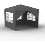YRHome Pavillon 3x3 m Partyzelt Zelt Stabil Wasserdicht Winterfest UV-Schutz Gartenpavillon Festzelt Bierzelt Camping Zelt mit Seitenteilen & Fenstern für Garten und Camping,Anthrazit