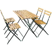 HC Garten & Freizeit 5tlg. Outdoor-Klappstuhl-Set., 4-Sitzer mit 2 Streben aus Akazienholz geölt