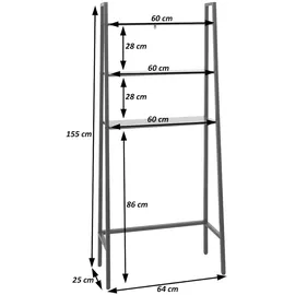 Mendler Standregal HWC-K82, Badregal Waschmaschinen-Regal Leiterregal, Industrial Metall Holz 155x64x25cm ~ braun
