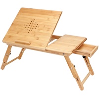 CASARIA® Laptoptisch Bambus Höhenverstellbar mit Schublade Belüftet Neigbar Faltbar Laptopständer Betttisch Bett Couch Sofa