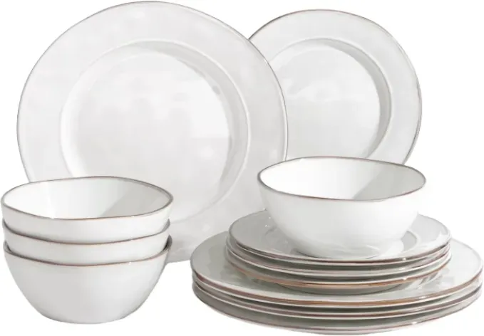12-teiliges Tellerset in Perlenweiß - Service für 4