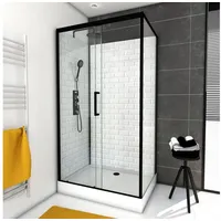 Marwell Komplettdusche White Stone, BxT: 110x80 cm, Einscheibensicherheitsglas, inkl. Armaturen weiß