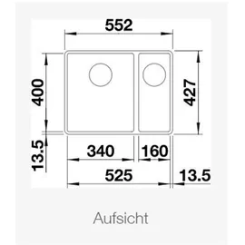 Blanco Subline 340/160-F schwarz + Handbetätigung + InFino
