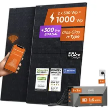 solarway All In One Balkonkraftwerk 1000 W / 800 W inkl. 1,6 kWh Anker Solix 2 Pro Speicher