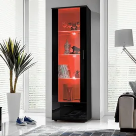 komodee Vitrine Alessandria 60 x 42 x 192 cm Schwarz