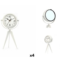Gift Decor Uhr Tischuhr Stativ Weiß Metall 14 x 30 x 11 cm 4 Stück Wohnzimmer weiß