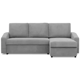 mebligo Ecksofa mit Schlaffunktion, Cord - Grau - Grau