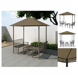 vidaXL Gartenpavillon mit Tisch und Bänken 2,5x1,5x2,4 m Taupe 180 g/m2