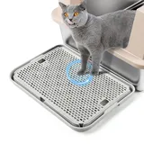 Bartuke große Katzentoilette Rampe Matte, 42x30CM Katzentreppe, Katzenstreu Catcher für automatische selbstreinigende Roboter Katzentoilette, ideal für Kätzchen & ältere Katzen(Hellgrau)