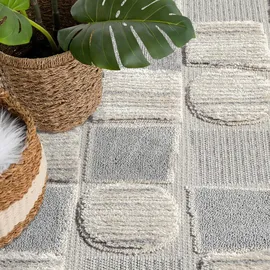 Carpet City Hochflor-Teppich »VALENCIA 950« rechteckig 20 mm Höhe Läufer, Boho-Stil, Hochtief-Muster/ 3D-Effekt, mit Fransen, blau