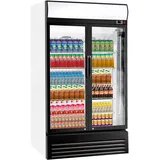 GGM Gastro Getränkekühlschrank - 880 Liter - 8 Ablagen - 2 Glastüren - Werbedisplay - energieeffizientes - Automatische Abtaufunktion - Ideal für den gewerblichen Einsatz - Weiß - GKS908NK-BGKS908NK