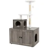 Costway Kratzbaum mit Katzenschrank 77,5 x 49 x 132 cm grau