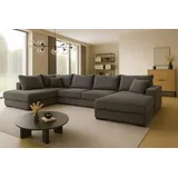 mebloland Ecksofa FABIO 328x182 cm mit Schlaffunktion, Bonellfederkern und Bettkasten, Farbe Graubraun - Braun