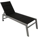 TPFGarden Gartenliege LEEDS, Sonnenliege mit hohem Einstieg - Gartenliege mit Rollen - Alu silber, Bequeme Relaxliege mit strapazierfähigem Textilgewebe schwarz, Hochwertige Outdoor Liege - Maße (BxHxT): 65 x 42 x 199 cm grau
