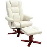 Homcom Relaxsessel mit Hocker Kunstleder 84 x 104 x 84 cm Cremeweiß