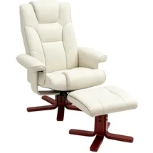 Homcom Relaxsessel mit Hocker Kunstleder 84 x 104 x 84 cm Cremeweiß