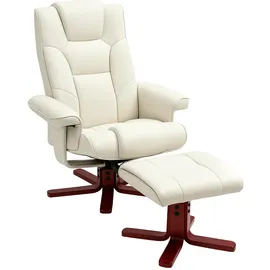 Homcom Relaxsessel mit Hocker Kunstleder 84 x 104 x 84 cm Cremeweiß