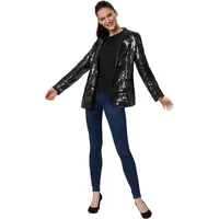 dressforfun Blazer Damen, Kostüm Damen Pailletten Oberteil Damen, Glitzer Oberteile Damen, Jackett, Faschingskostüm, Disco Kostüm Damen, Rave Outfit Damen, 80er Jahre Outfit, schwarz, M - M