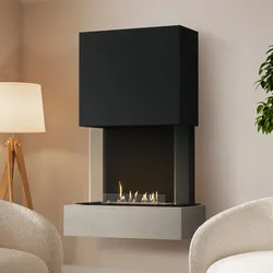 muenkel design Como [moderner Design Ethanolkamin]: Concrete (Betonoptik) - Haube schwarz-grau - Planika Senso