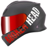 Broken Head Motorradhelm »BeProud Carbon Rot - Integralhelm - Streethelm« (mit klarem und rot verspiegeltem Visier), LIMITED EDITION M (57-58 cm)