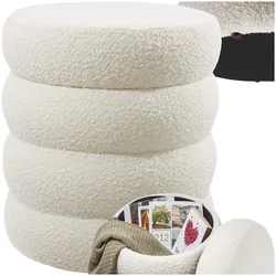 tectake® Sitzhocker mit Stauraum, rund, gepolstert, weicher, pflegeleichter Bezug