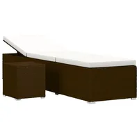 Furnicato Sonnenliege mit Auflage und Teetisch Poly Rattan Braun,