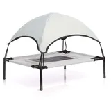 fudajo Hundebett mit Dach L 91 x 76 x 16 cm grau