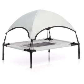 fudajo Hundebett mit Dach L 91 x 76 x 16 cm grau