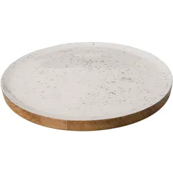 Dekoteller CREATIV DECO "Weihnachtsdeko", weiß (weiß, braun), H:4,00cm Ø:40,00cm, Holzwerkstoff, Dekoschalen, mit silberfarbener Schattierung