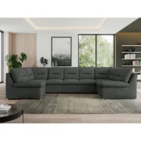 MKS Meble Ecksofa U-Form mit Schlaffunktion Grau