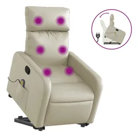 vidaXL Massagesessel mit Aufstehhilfe Kunstleder 89,5 x 95,5 x 0 cm Creme