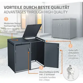 ML-Design Mülltonnenbox 2er 132 x 80 x 116,3 cm grau
