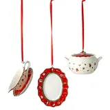 Villeroy & Boch - Toy's Delight Decoration Ornamente Servierteile, 3tlg., adrettes Anhänger-Set für den Christbaum, Porzellan, bunt, 3 x 6 cm