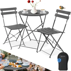 KESSER® Bistroset 3-teilig Bistrotisch mit 2 klappbaren Stühle Set Balkonset Balkonmöbel Klapp-Möbel Gartenset Sitzgarnitur Gartengarnitur Gartenmöbel Sitzgruppe Metall Bistro Gartentisch inkl. Abdeckung