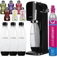 SODASTREAM Art Black Wassersprudler + 2 Stück Schwarz 1L Flaschen + Bolero