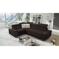 kaiser möbel Elegantes Ecksofa mit Konsole und Ladegerät MORENA II Sawana Dunkelbraun Links - Dunkelbraun
