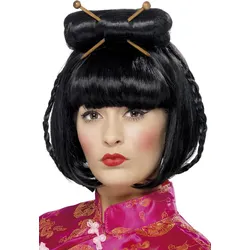 Asiatische Perücke mit Haarstäben