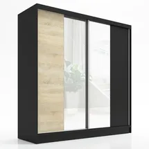 A&J MöbelLand Schwebetürenschrank SOLO 200 x 215 x 59,5 cm Schwarz